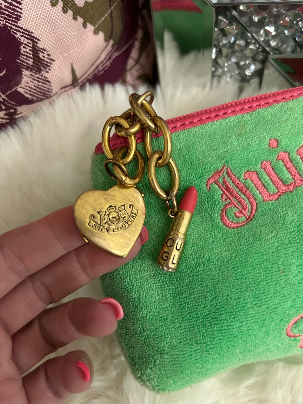 Rare Y2K Vintage 2006 Juicy Royal Couture Watermelon Green Pink Cosmetic Bag - Picture 4 of 15